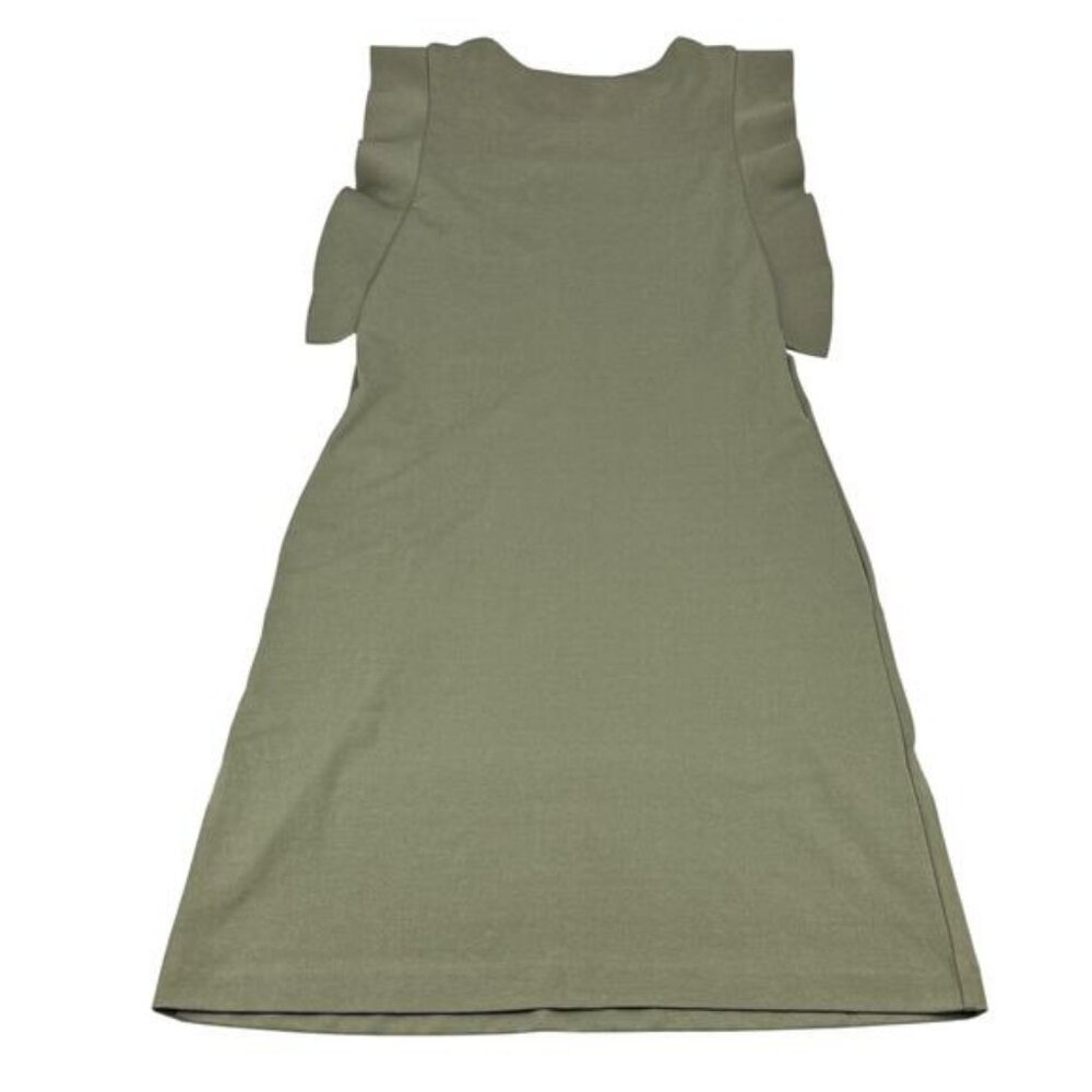 Cos Women's Khaki Ruffle Sleeve Dress Size XS Pockets - Picture 3 of 6